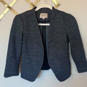 Flattering gray blazer / suit jacket with a ruffle back